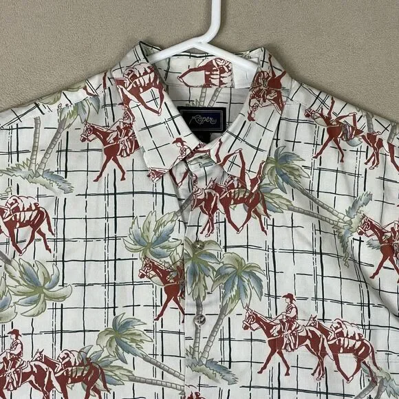 Roper Shirt Mens Extra Large White Horseback Riding Western Button Up Adult - Picture 2 of 8